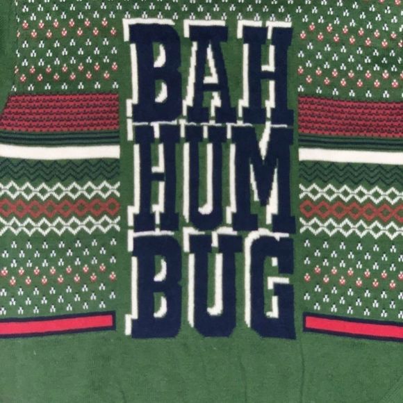 Green Christmas sweater. Size M 8/10 EUC “Bah Hum Bug” - Picture 2 of 5